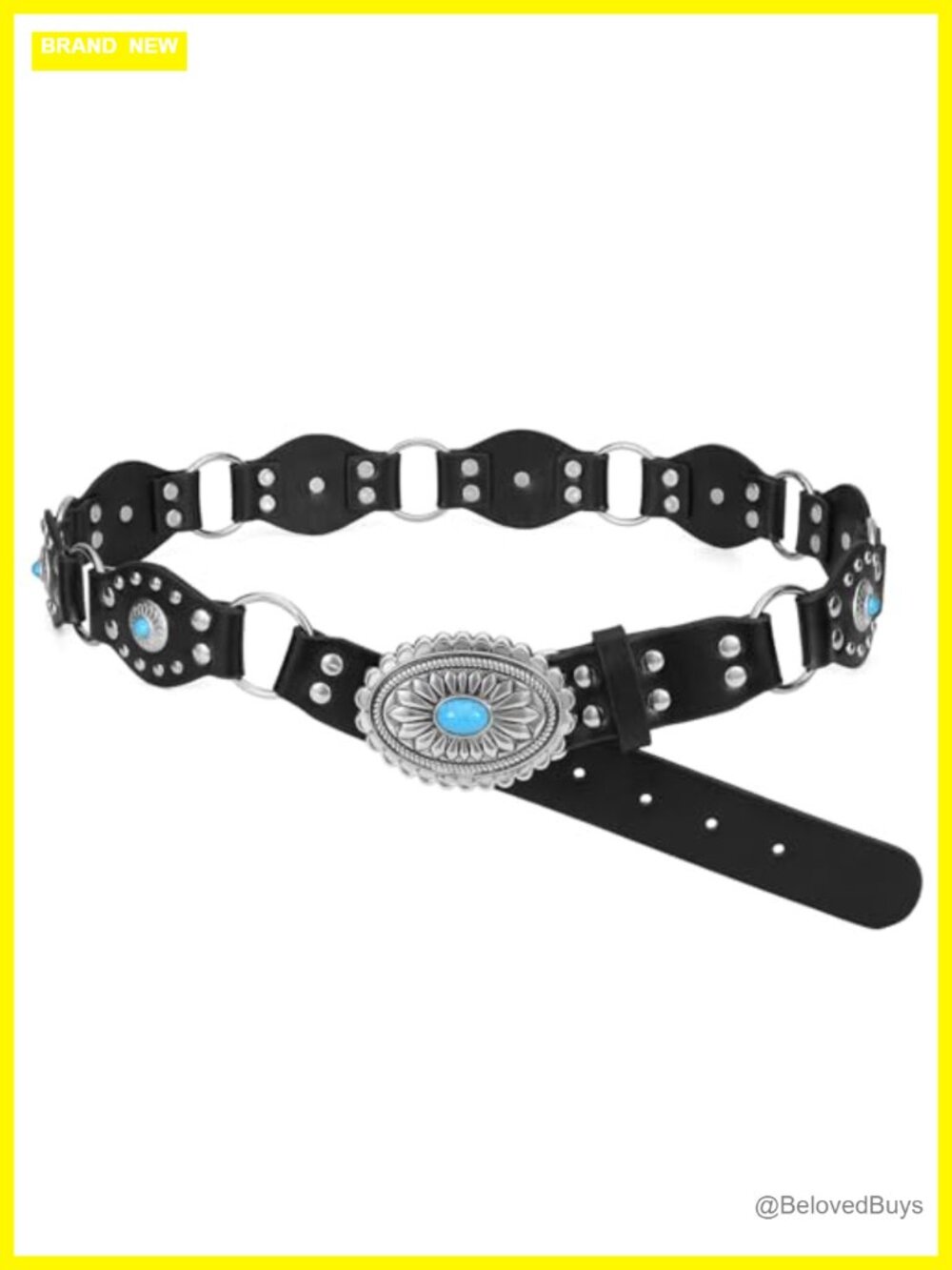 Vintage Western Faux Leather Belt for Women Cowgirl Studded Rivets